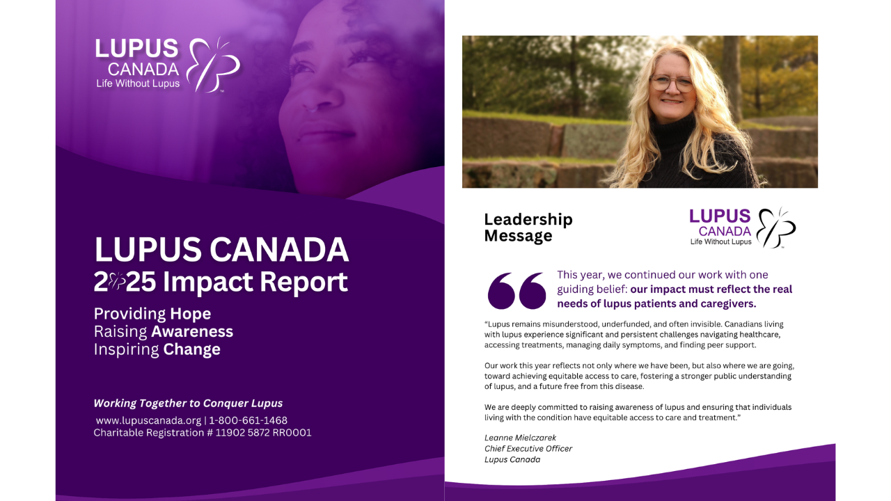 “Preview of page one of the Lupus Canada Impact Report 2025 showing the cover design and opening elements.”