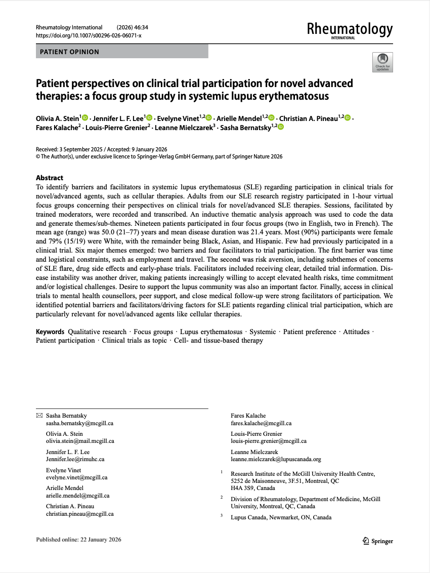 PDF of a peer-reviewed study on patient perspectives on lupus clinical trials