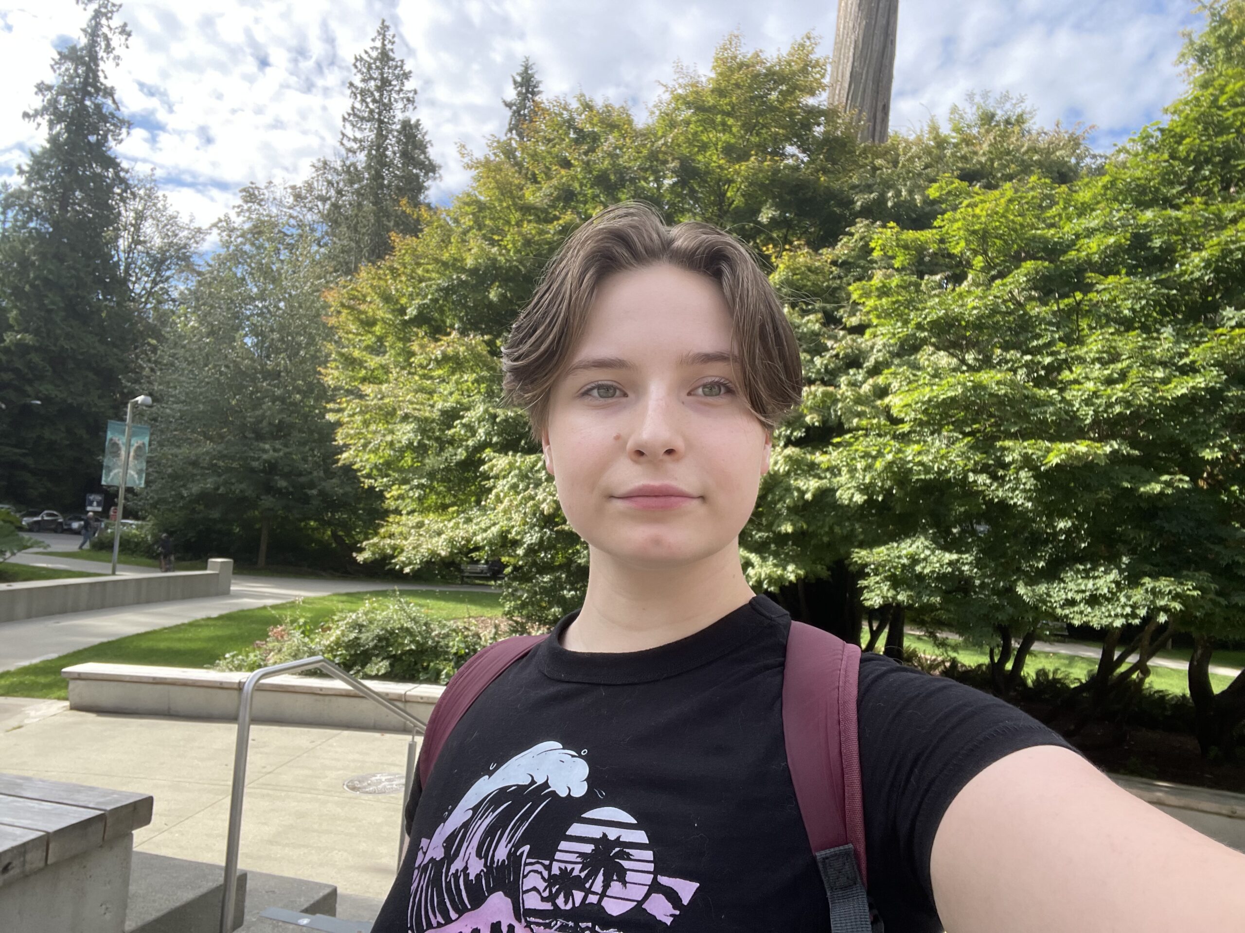 Alex on university campus while balancing lupus symptoms and post secondary education