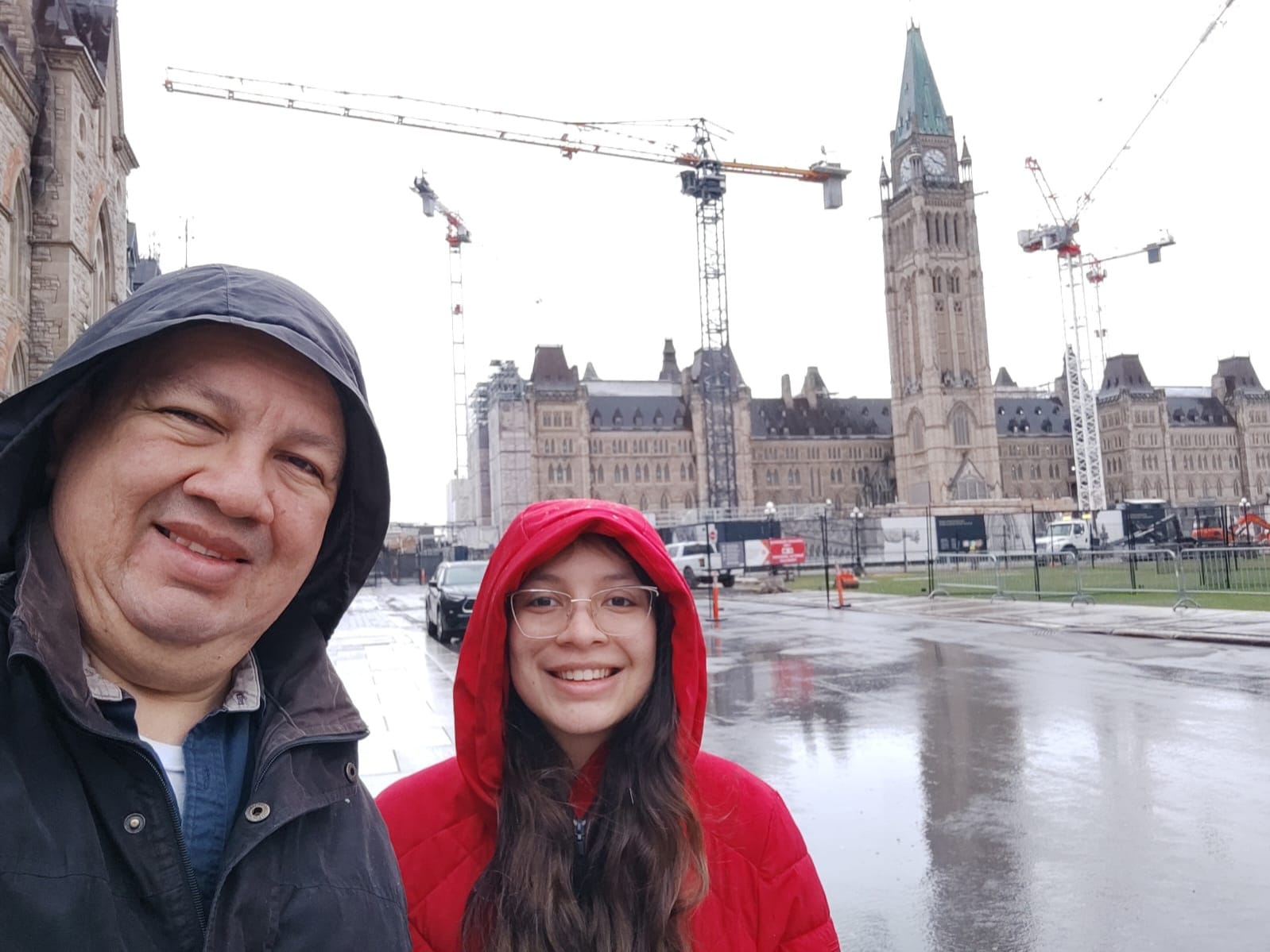 Alessandra Alas with her father during her time in Canada